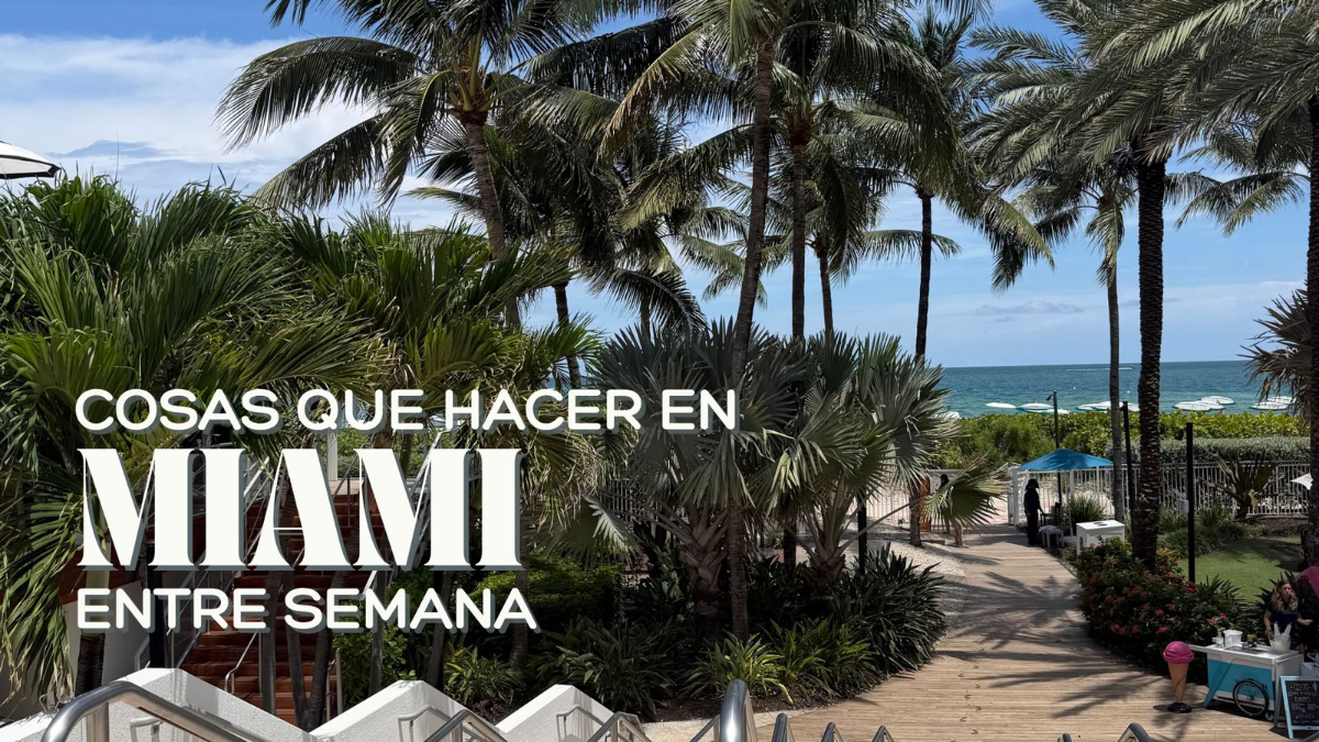 Recommended image: candid weekday scene in Miami around sunset — people walking, running, or hanging out near South Pointe Park / Miami Beach, with a recognizable Miami environment but without looking like a stock tourism photo.