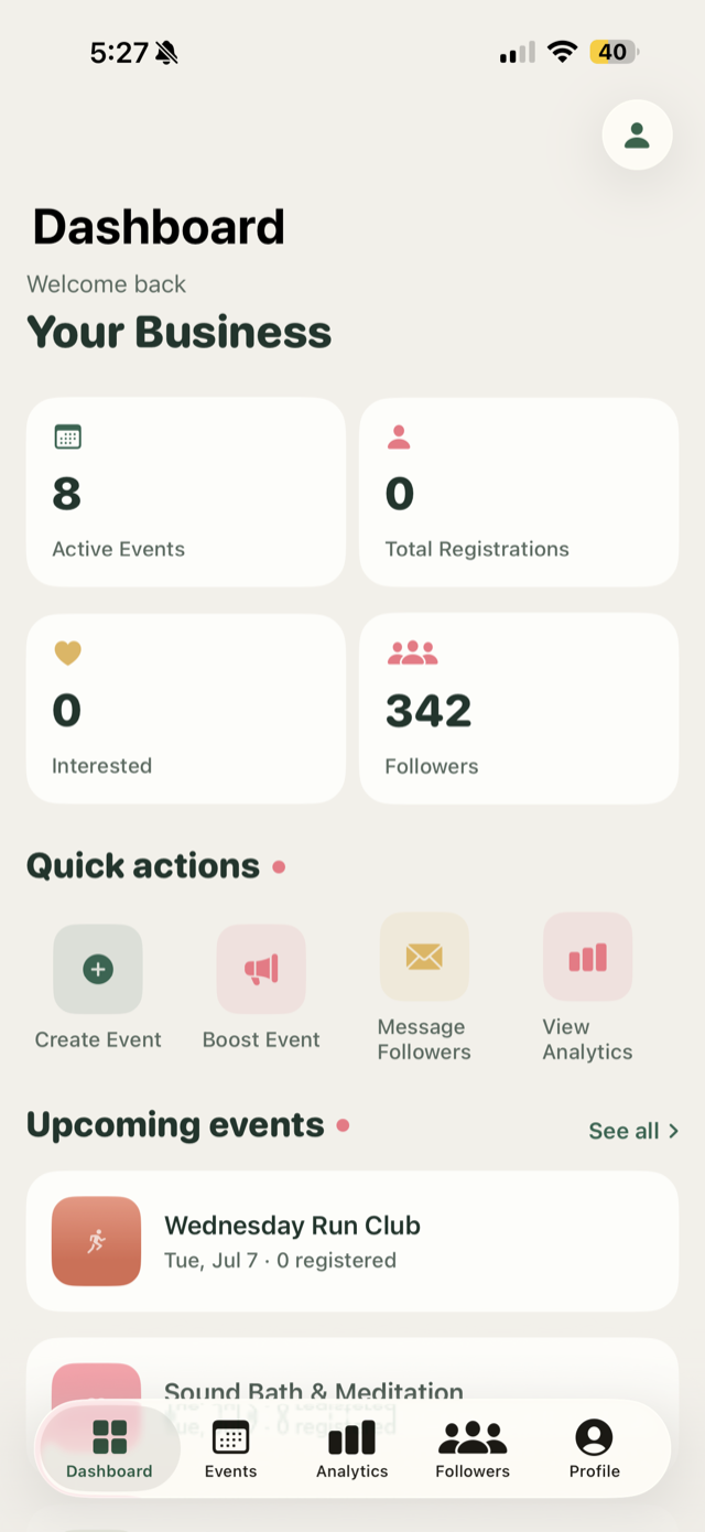 Host dashboard