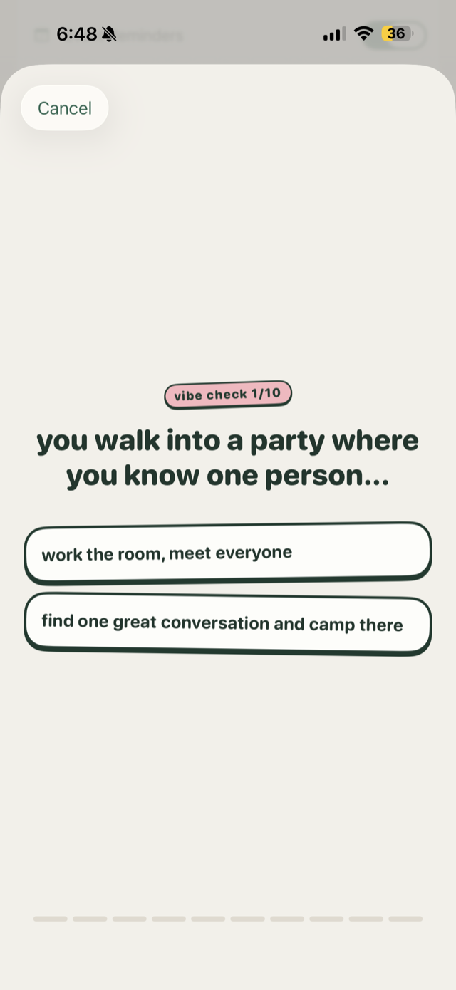Personality quiz