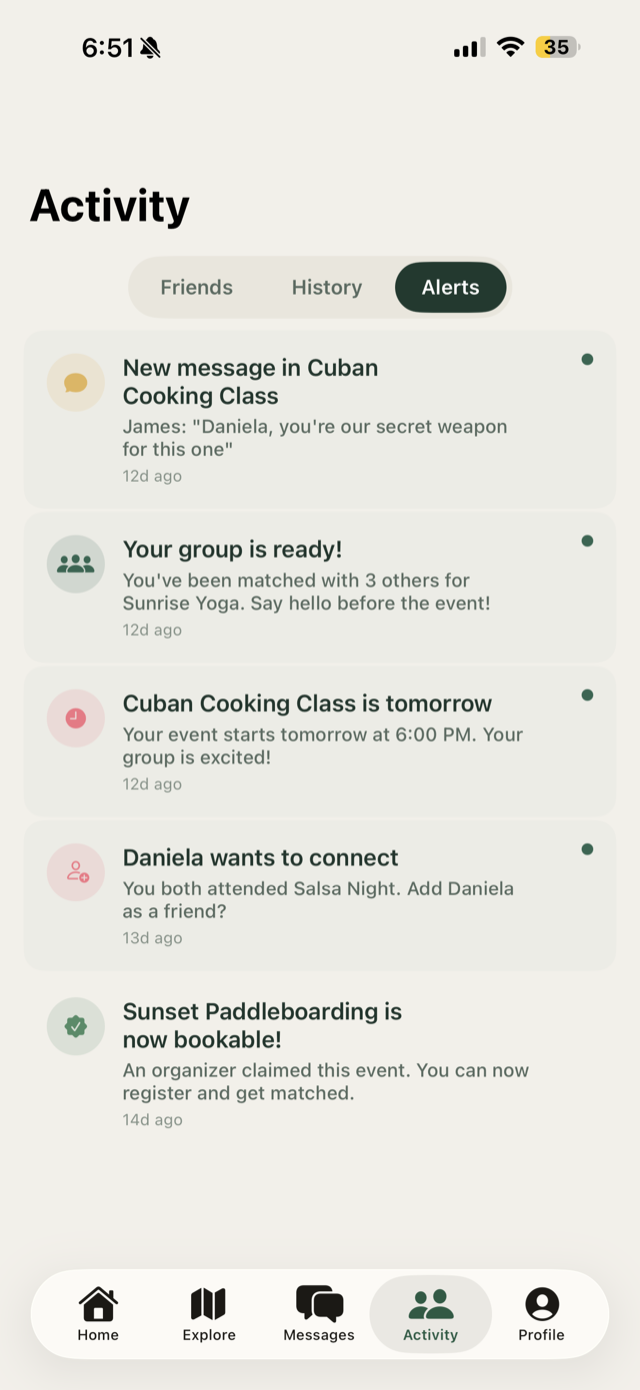 Activity alerts