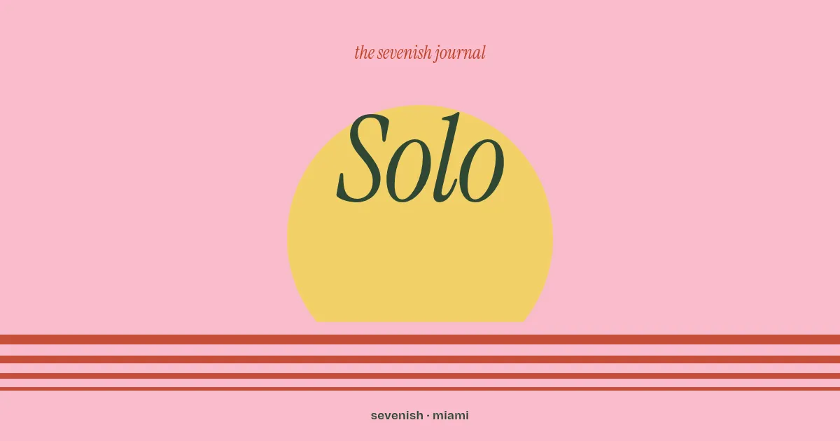 Illustration, the word Solo over a Miami sunset, the Sevenish Journal