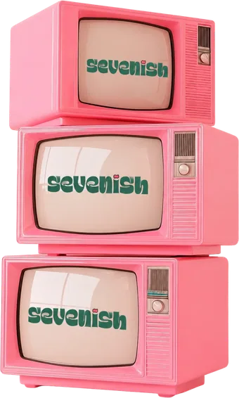 Retro TVs showing the Sevenish logo